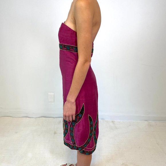 Vintage Tibi XS Silk Beaded Dress Purple AS-IS - Picture 10 of 16